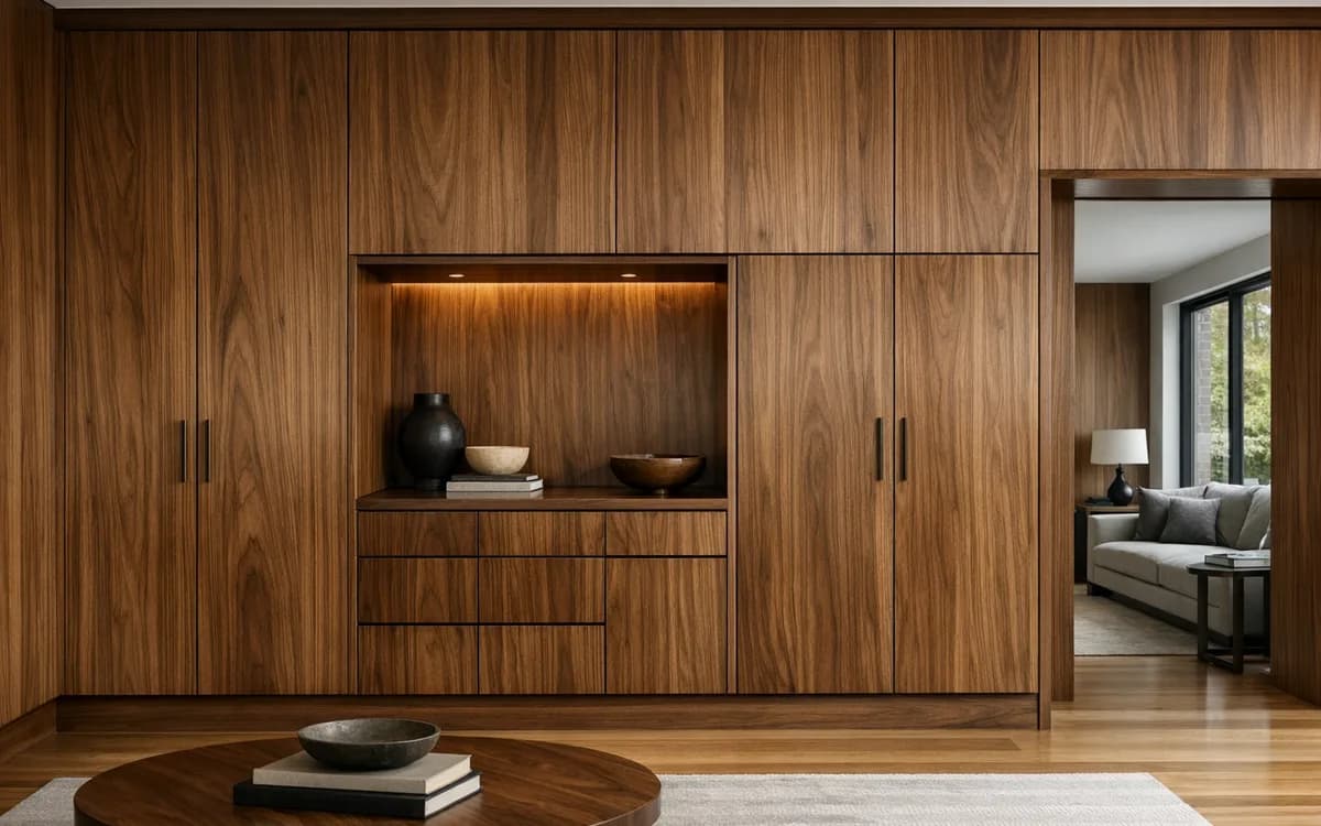 American walnut in a residential interior (Cabinet · Rich)